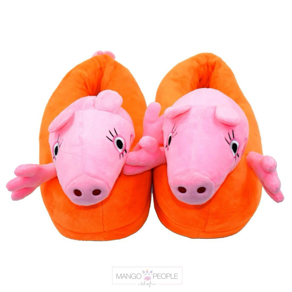 Adult Peppa Pig Plush Slippers - Orange