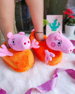 Load image into Gallery viewer, Adult Peppa Pig Plush Slippers - Orange Plush Slippers Mango People Local 
