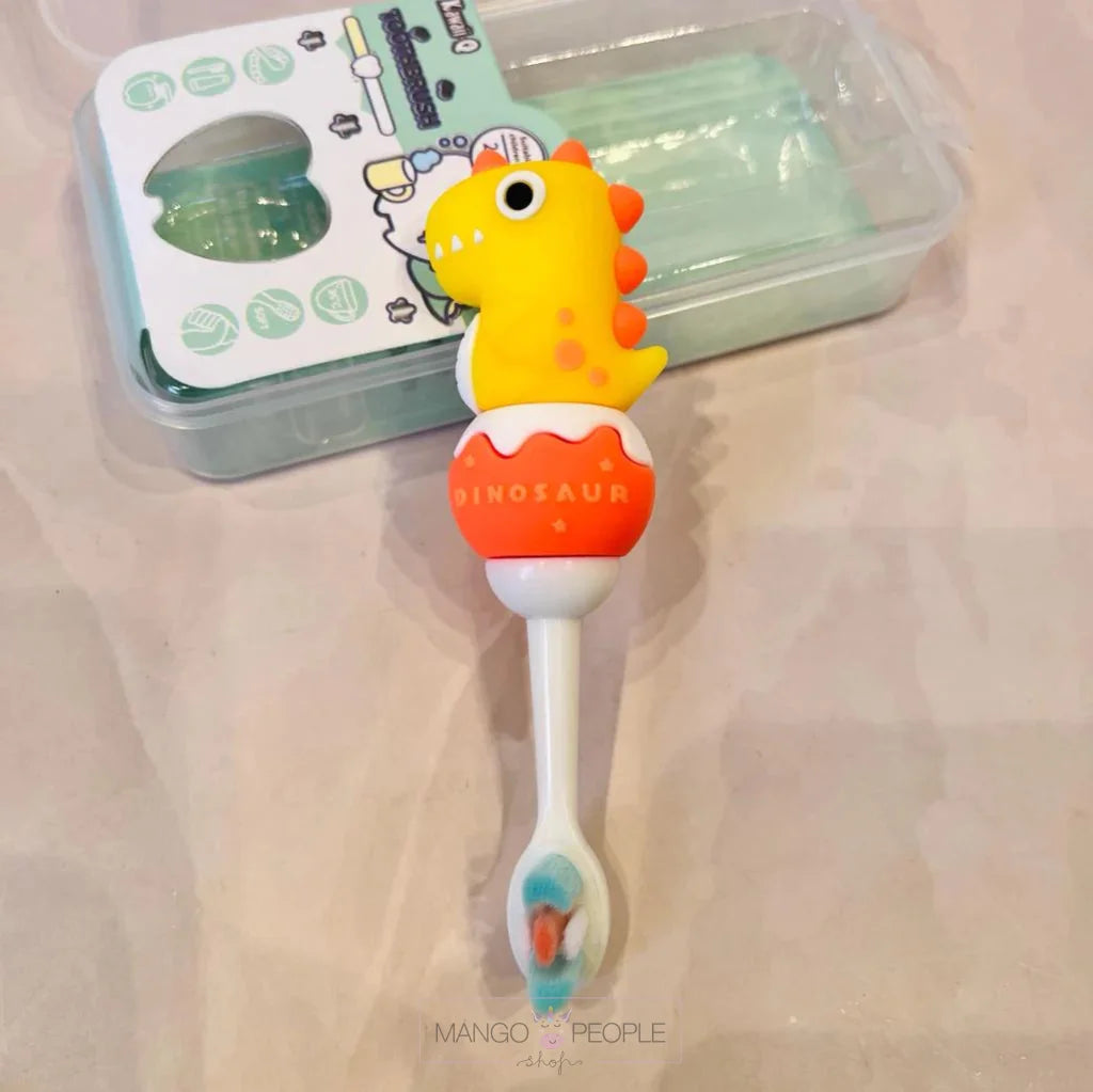 Baby Dino Shape Microfiber Soft Bristles Toothbrush With Travel Case For Kids Age 2+ Kids