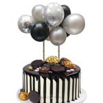 Load image into Gallery viewer, Black-Silver Confetti Balloon Cake Topper Cake Topper Mango People Local 

