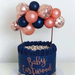 Load image into Gallery viewer, Blue-Rose Gold Confetti Balloon Cake Topper Cake Topper Mango People Local 
