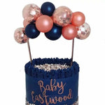 Load image into Gallery viewer, Blue-Rose Gold Confetti Balloon Cake Topper Cake Topper Mango People Local 
