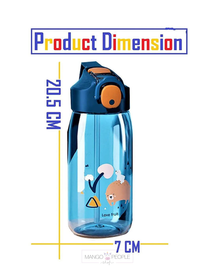 Cartoon Printed Cute Water Bottle With Sipper For Kids - 550Ml Water Bottles Sipper Bottle