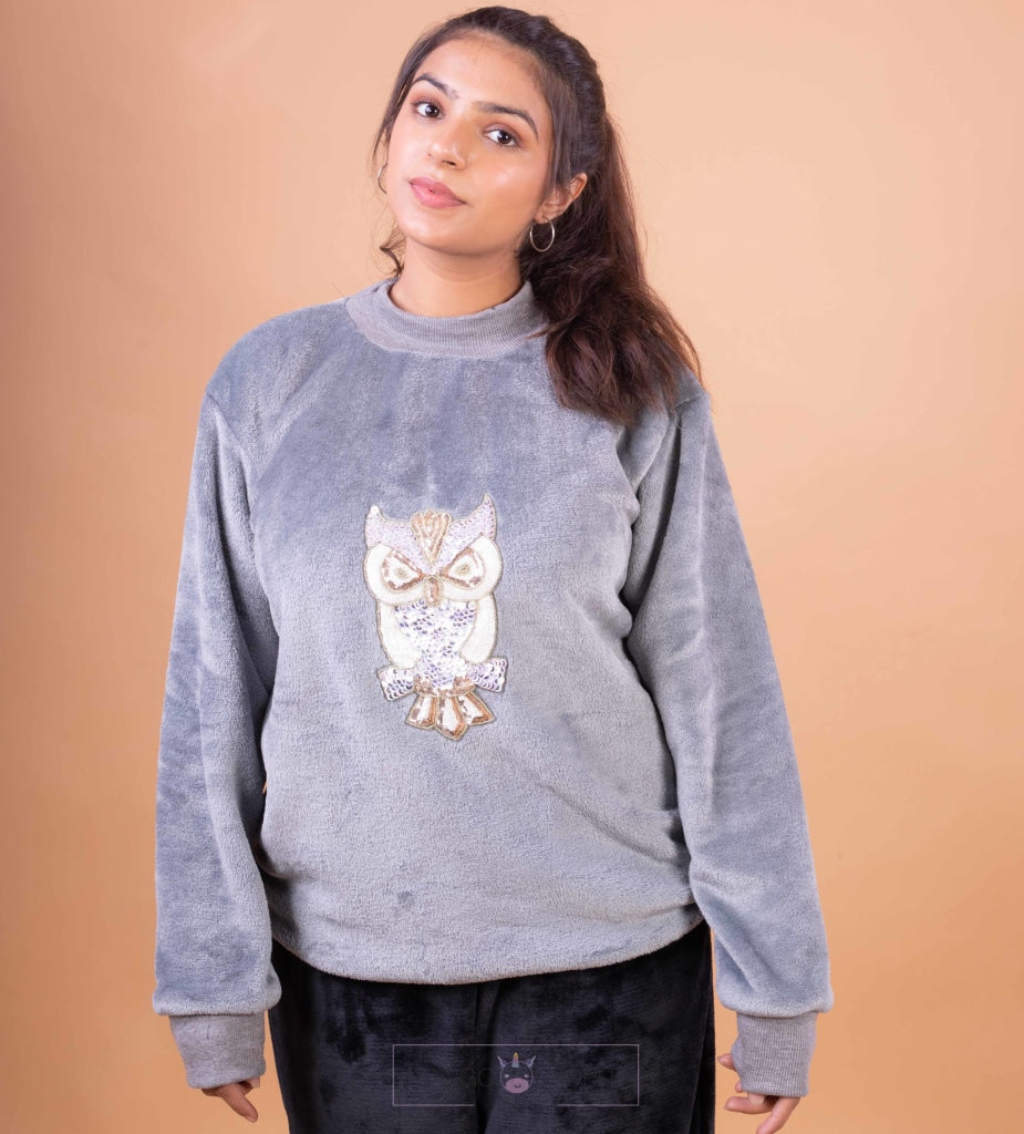 Cosy Owl Embroidered Motif Coord Set