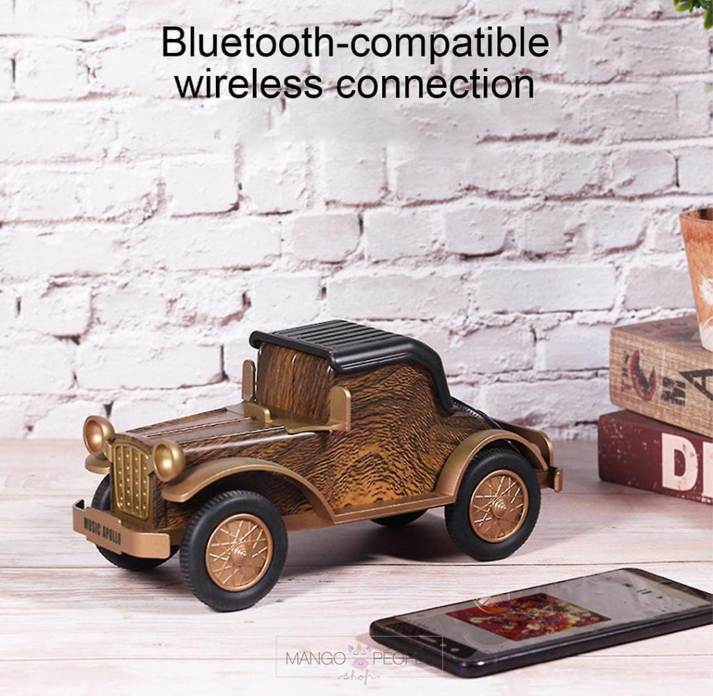 Creative Wooden Pattern Retro Car Shaped Bluetooth Compatible Wireless Loudspeaker Speakers