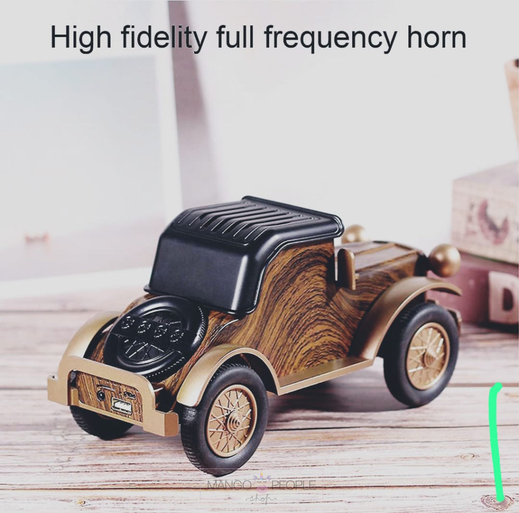 Creative Wooden Pattern Retro Car Shaped Bluetooth Compatible Wireless Loudspeaker Speakers