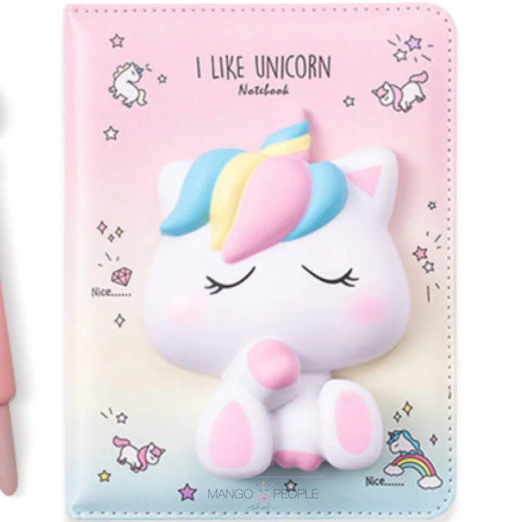 Cute 3D Squishy Unicorn Themed Fancy Notebook 100 Pages Diary