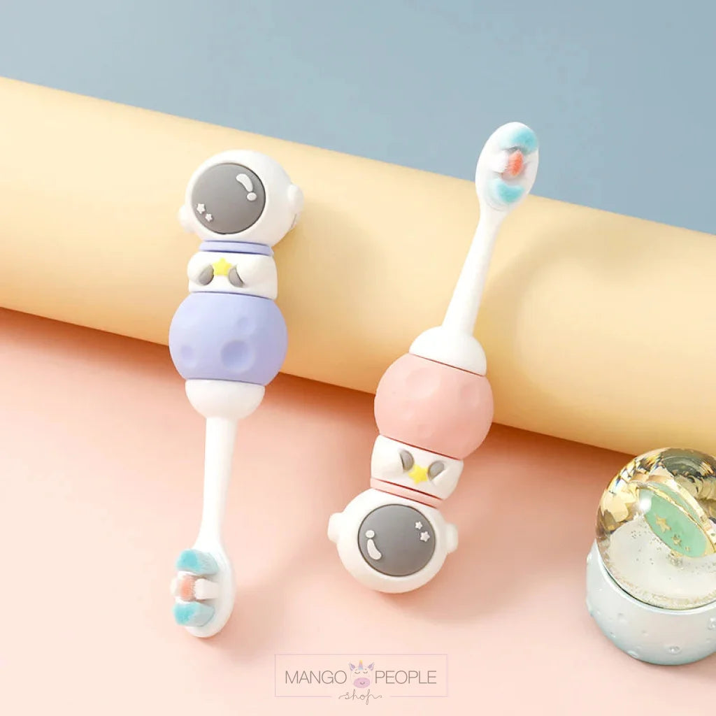 Cute Astronaut Shape Microfiber Soft Bristles Toothbrush For Kids Age 2+ Kids
