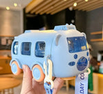 Load image into Gallery viewer, Cute Bear Baby Bus Tritan Plastic Water Bottle With Straw And Straps - 500Ml
