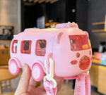 Load image into Gallery viewer, Cute Bear Baby Bus Tritan Plastic Water Bottle With Straw And Straps - 500Ml