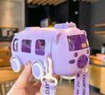 Load image into Gallery viewer, Cute Bear Baby Bus Tritan Plastic Water Bottle With Straw And Straps - 500Ml
