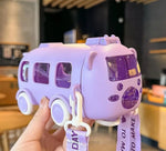 Load image into Gallery viewer, Cute Bear Baby Bus Tritan Plastic Water Bottle With Straw And Straps - 500Ml