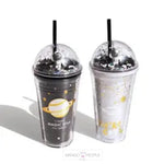 Load image into Gallery viewer, Cute Cartoon Creative Space Planet Design Straw Cups Water Bottle Tumbler Flask - 450Ml