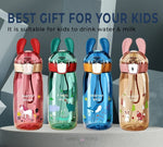 Load image into Gallery viewer, Cute Kids Plastic Water Bottles With Straw - 550Ml
