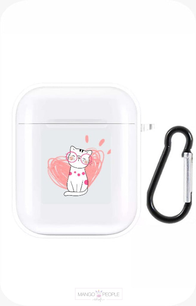 Cute And Adorable Cat A Red Heart Design On Airpods Case