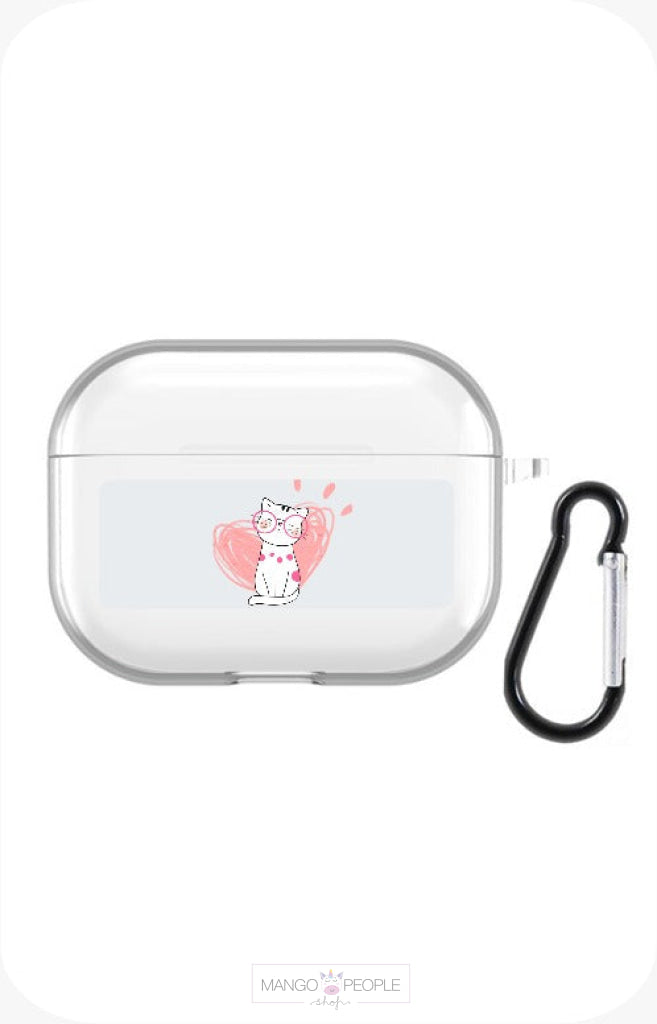 Cute And Adorable Cat A Red Heart Design On Airpods Case