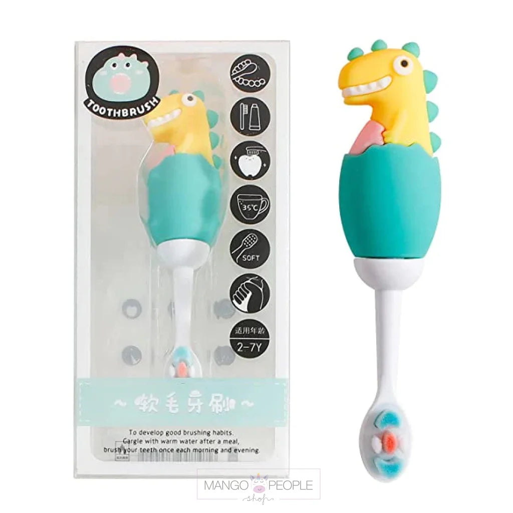 Cute Dino Shape Microfiber Soft Bristles Toothbrush For Kids Age 2+ Cartoon Toothbrush