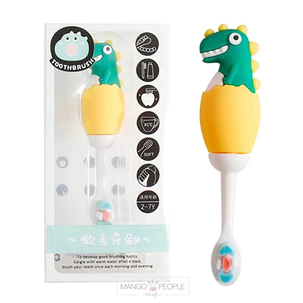 Cute Dino Shape Microfiber Soft Bristles Toothbrush For Kids Age 2+ Cartoon Toothbrush