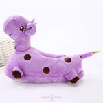 Load image into Gallery viewer, Giraffe Design Purple Plush Slippers
