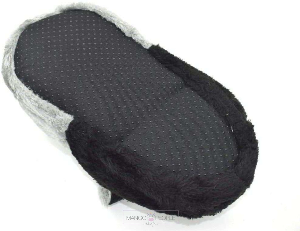 Cute Grey Black Dog Style Plush Shoes