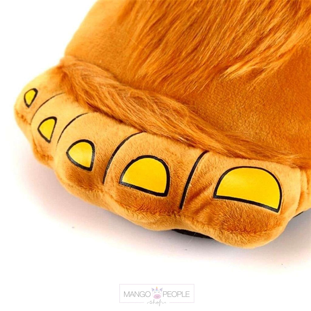 Brown Unisex Monster Feet Slippers Plush Shoes Fur Slipper