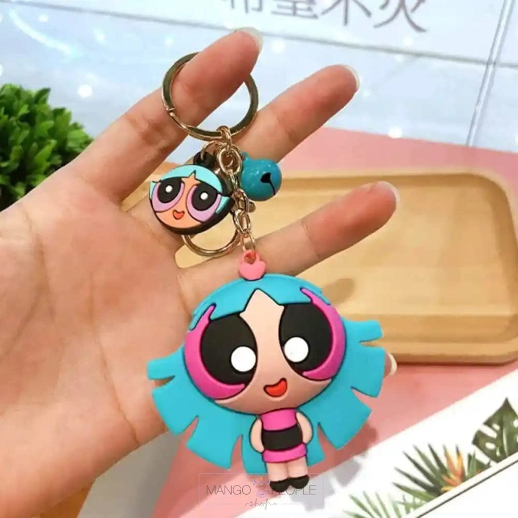 Cute Power Puff Girls Keychain Bags House