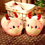 Load image into Gallery viewer, Cute Pink And White Winter Cartoon Hamster Animal Plush Slippers Design

