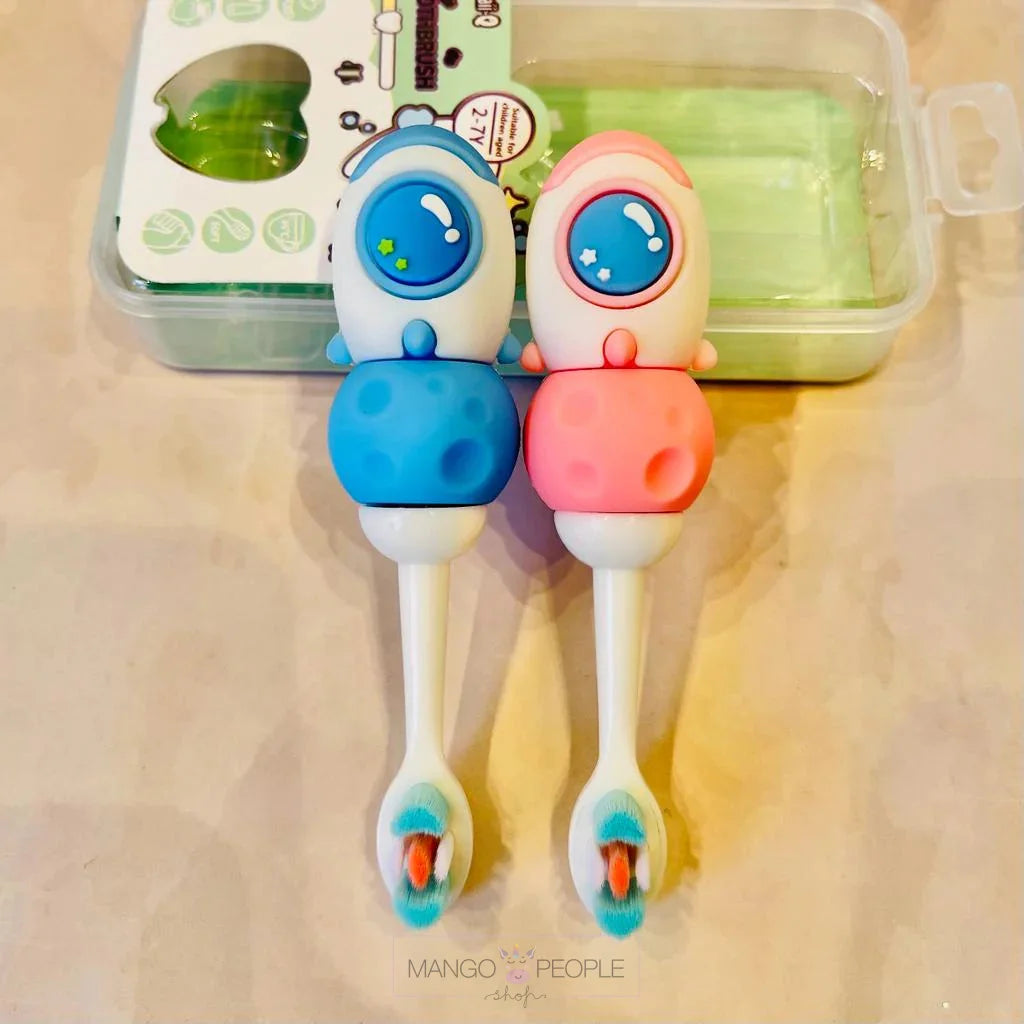 Cute 3D Space Rocket Shape Microfiber Soft Bristles Toothbrush With Travel Case For Kids Age 2+ Kids