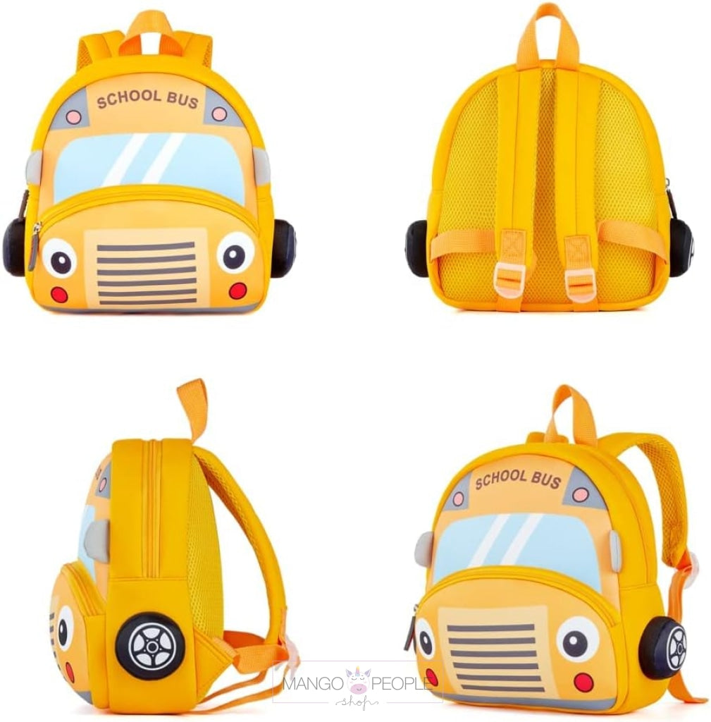 Cute Yellow School Bus Soft Backpack For Kids