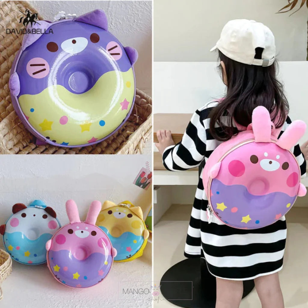Cutest Colorful Donut Design Hard-Shell Backpack For Kids Donut