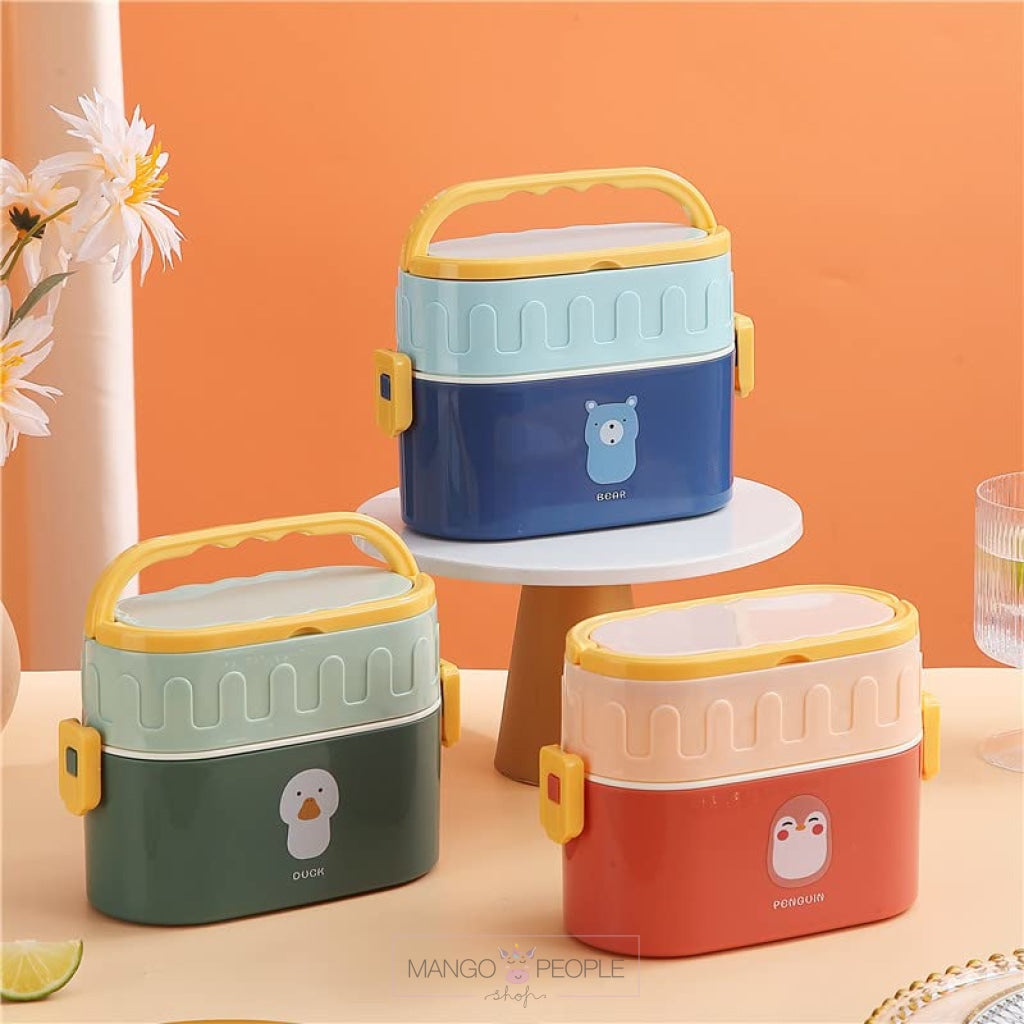 Double Decker Air Tight Tiffin With Handle & Push Lock (950Ml ) Lunch Box