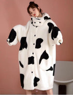 Load image into Gallery viewer, Fluffy Cow Print Stylish Long Coat Coats &amp; Jackets Mango People Factory 
