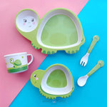 Load image into Gallery viewer, Fun Cute And Attractive Turtle Design Feeding Set For Kids Made Of Bamboo Fiber 5-Piece Cutlery Set