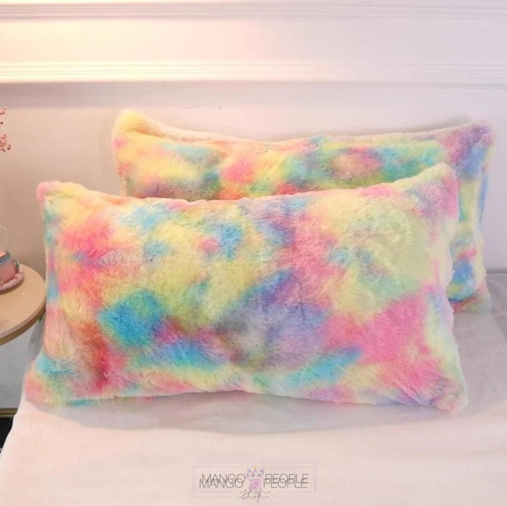Fuzzy Rainbow Pillows - Queen Size Pillow Mango People Factory 