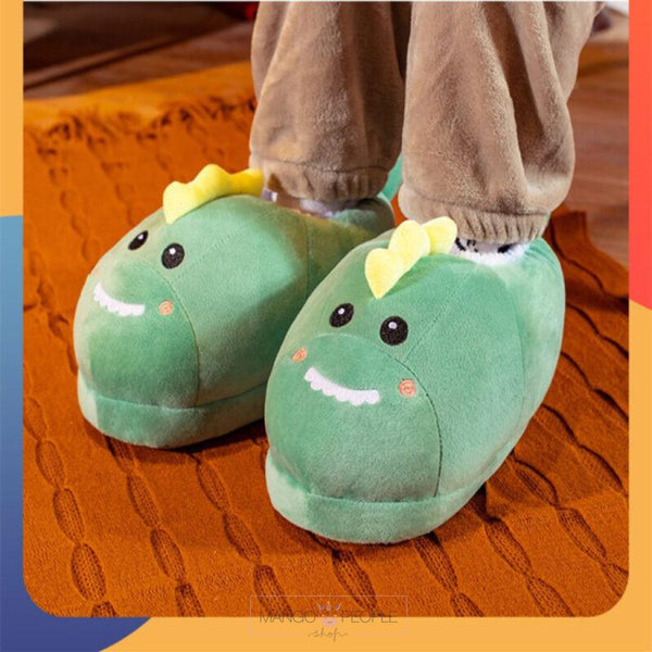 Girls Cartoon Character Green Slippers