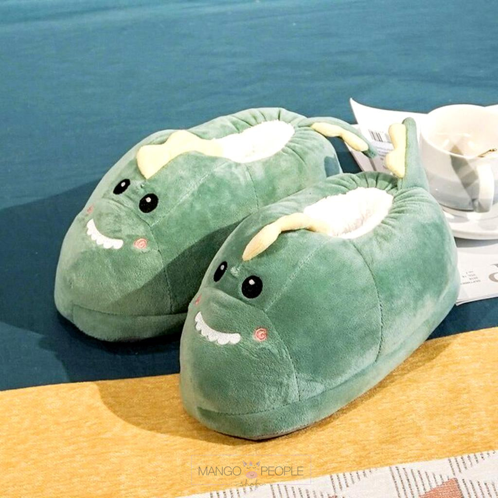 Girls Cartoon Character Green Slippers