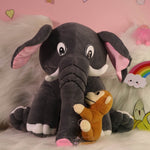 Load image into Gallery viewer, Plush Grey Soft Toy Elephant With A Cute Monkey On The Trunk
