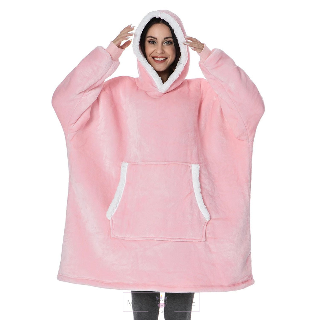 Hooded Blanket Sweatshirt-One Size Fits All Baby Pink Oversized Sweatshirts