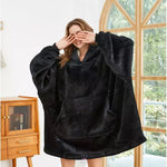Load image into Gallery viewer, Hooded Blanket Sweatshirt-One Size Fits All Black Oversized Sweatshirts
