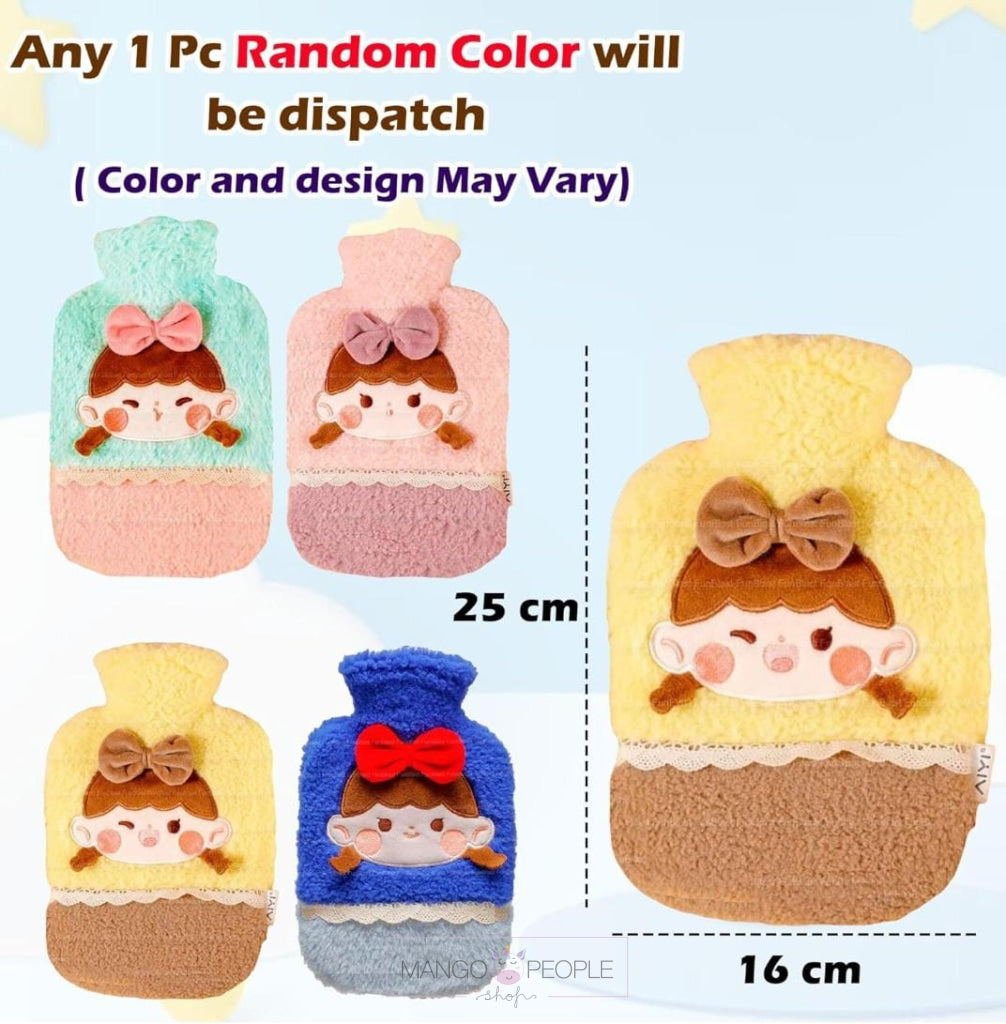 Hot Water Bottle Bag With Cute Girl Design Soft Cover - 1000Ml