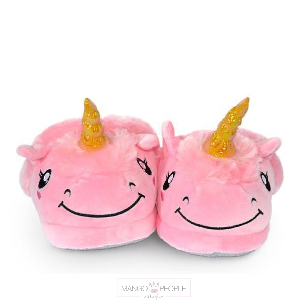 Kids Pink Unicorn Plush Slippers Plush Slippers Mango People International 