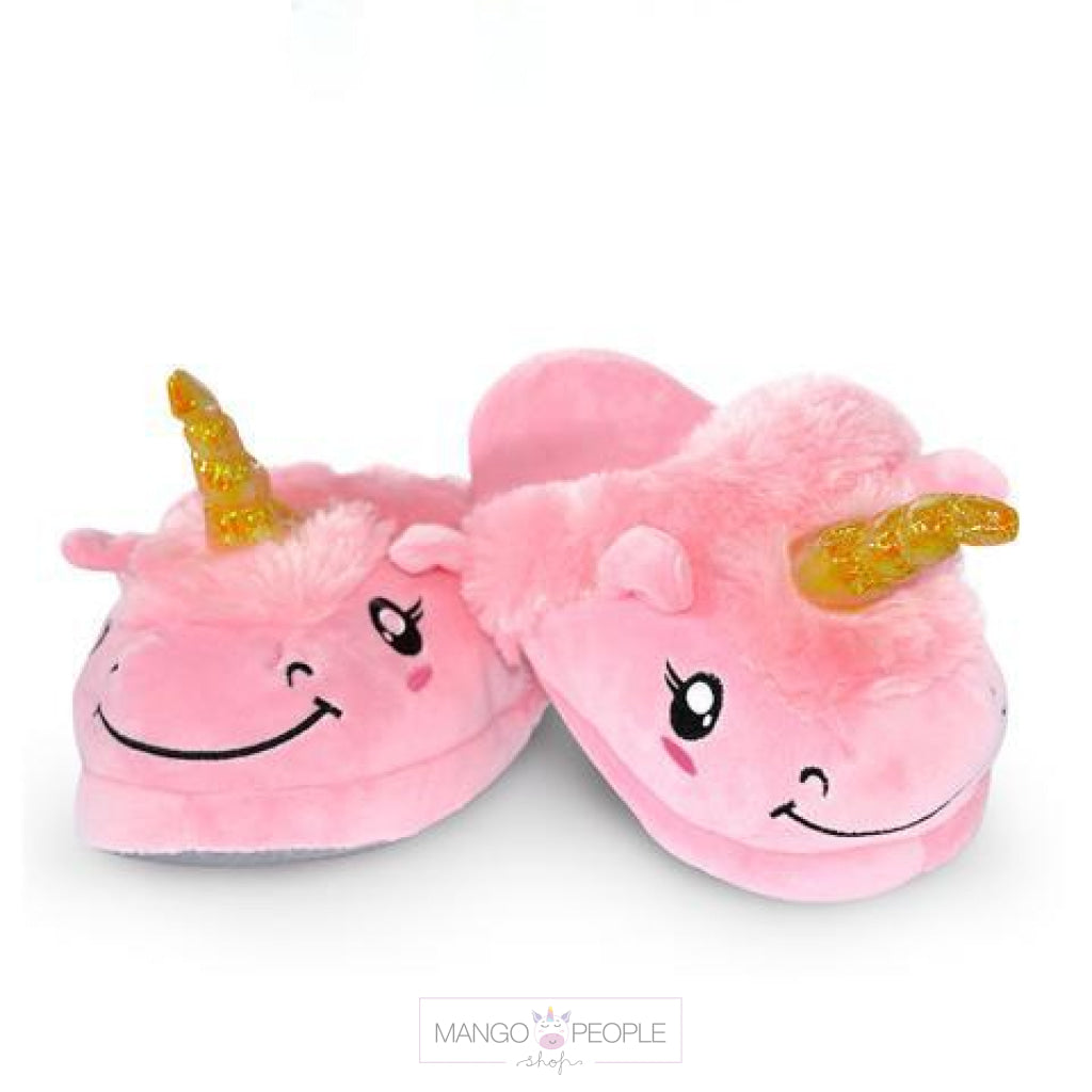 Kids Pink Unicorn Plush Slippers Plush Slippers Mango People International 