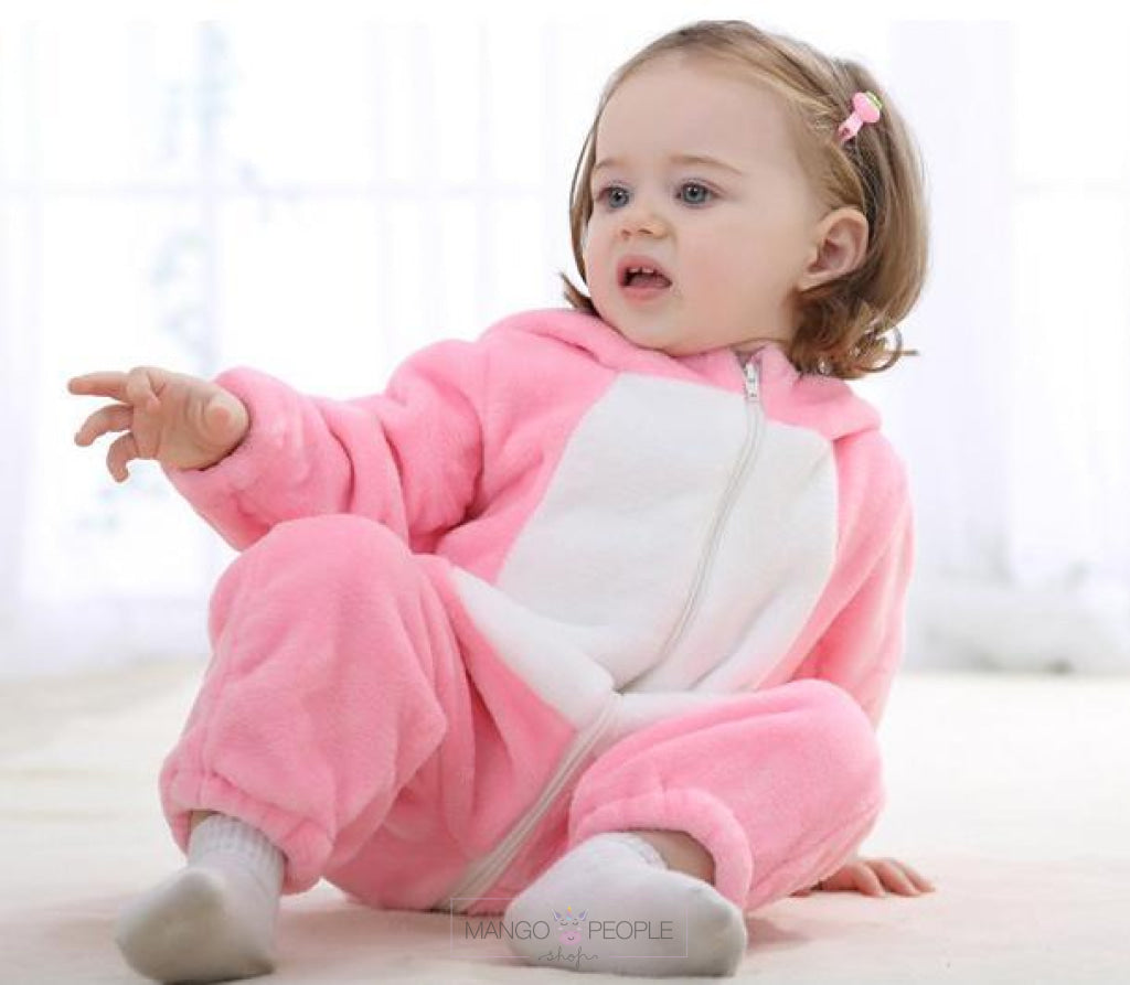 Lovely Bunny Flannel Hooded Romper for Babies Kids Onesie Mango People Local 