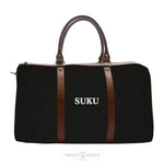 Load image into Gallery viewer, Monogram Personalised Black Solid Colour - Duffle Bag Duffle Bag UrbanHand Brown 
