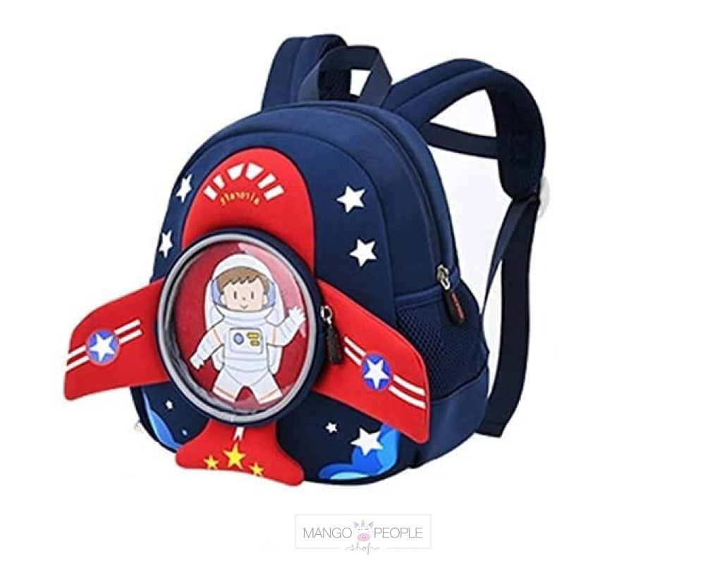 Cute Space Theme Astronaut Design Fancy Backpack For Kindergarten Kids Dark Blue- Red Kids