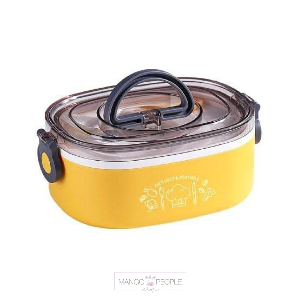 New Stainless Steel Lunch Box For Kids With One Compartment And A Fork- 1000Ml