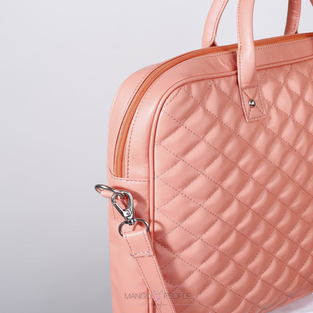 Peach Quilted Laptop Bag Laptop Bag Mango People Factory 