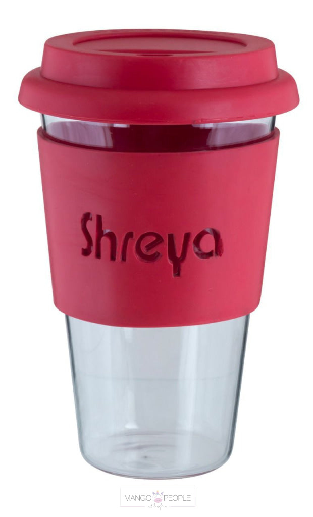 Personalized Glass Coffee Mug with Silicone Sleeve 345ml HOME PEBBELLIFEWARE 