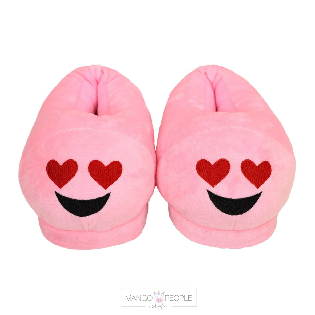 Pink Emoji Plush Slippers Mango People Local Heart Eyes 