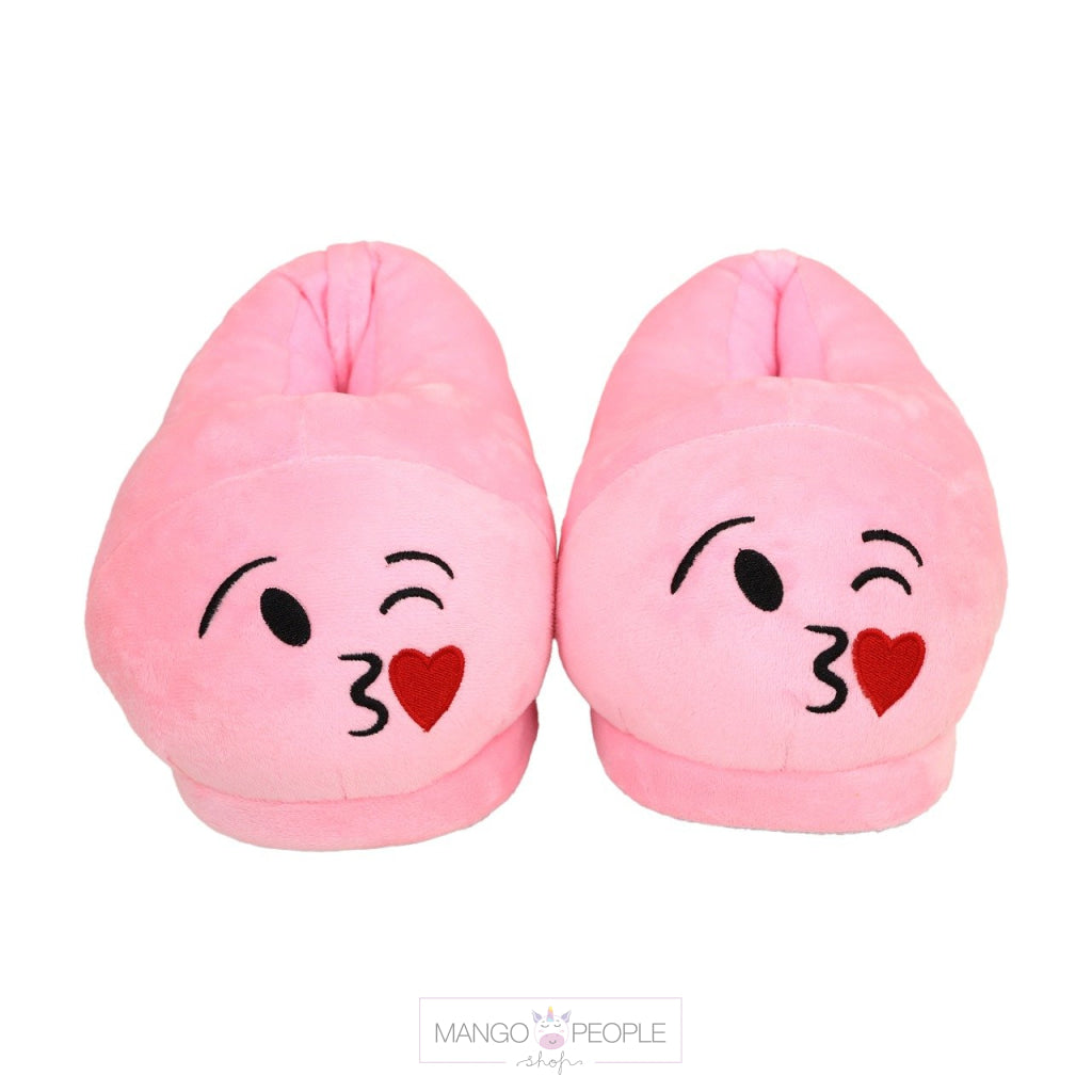 Pink Emoji Plush Slippers Mango People Local Kiss 